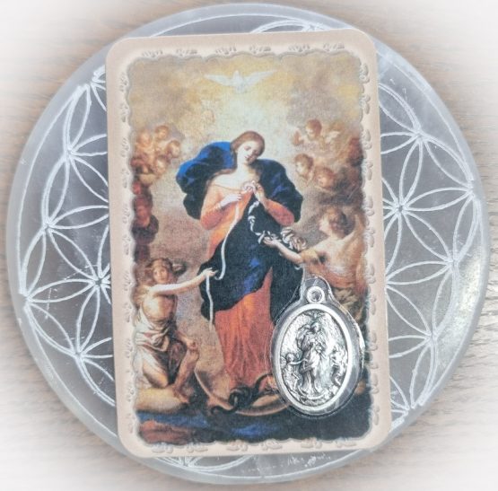 Carte de prière + médaille Marie qui défait les nœuds