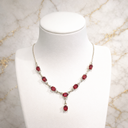 Collier Grenat facetté + argent 925 (pièce unique, qualité extra)