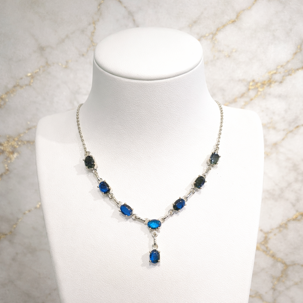 Collier Labradorite facettée + argent 925 (pièce unique, qualité extra)