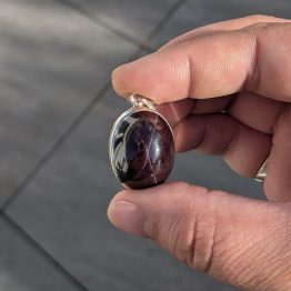 Pendentif Grenat étoilé + Argent 925 (pièce unique)