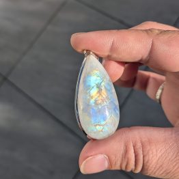 Pendentif Labradorite blanche + Argent 925 (pièce unique)