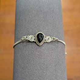 Bracelet Obsidienne noire + argent 925
