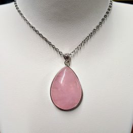 Pendentif Morganite + argent 925 (pièce unique, qualité extra)