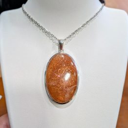 Pendentif Pierre de Soleil + argent 925 (qualité extra, pièce unique, ref PDS31)