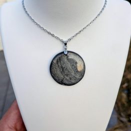 Pendentif Obsidienne argentée (pièce unique)
