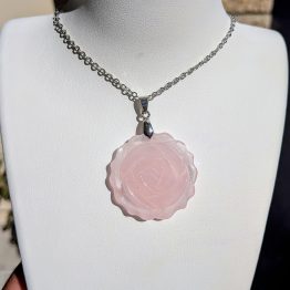 Pendentif Rose en Quartz Rose