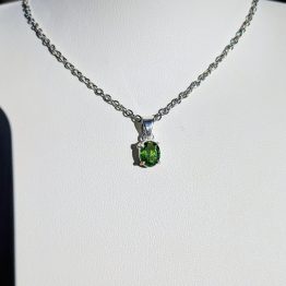 Pendentif Tourmaline verte + argent 925 (pièce rare, qualité joaillier)